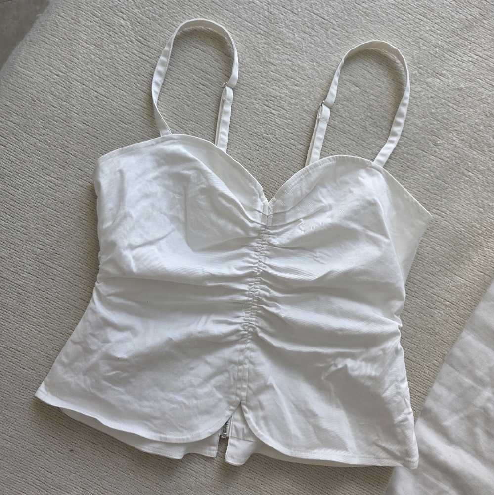 A.L.C. White Ruched Camisole Top